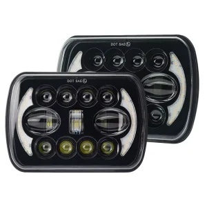 7” Square 13 Beads Head Light with Daytime Running and Turn Signal Lights Off-road Truck Headlight for Jeep Wrangler