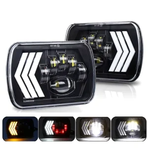 7-inch square Light With Steering One-way Arrow 5×7 Led Headlights