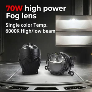 70W 6000K 12V Dual High Beam Auxiliary Universal Car Lamp Projector Lens LED Fog Driving Light