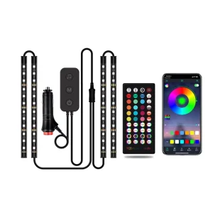72LED 48LED Interior Car Lighting Strip USB App Remote Control Ambient Lamp Multiple DIY Modes Under Dash Decorative Lights