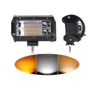 72W LED Work Light Bar 5 Inch White Yellow Strobe Flash for Cars Motorcycles Trucks 4×4 ATV Fog Driving 12V 24V