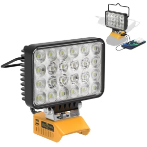 72W LED Work Light Compatible with Dewalt 18V 20V Battery with USB Type C LED for Indoor and Outdoor Activities