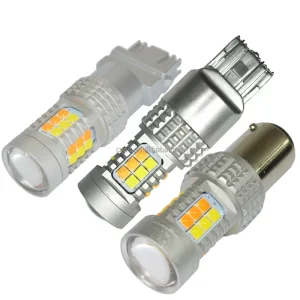 7443 1157 3157 30led 30smd 3030 Double Color White Amber Yellow Brake Car Switchback Led Turn Signal Light Parking Lamp Bulbs
