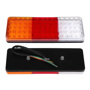 75 LED Rectangular Combination Tail Light 3 Section Amber/Red/White Stop Brake Turn Reverse Lamp for Semi Truck Trailer
