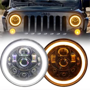 75W Round Angel Eye 7 Inch LED Headlamp 24V Car Vehicle Accessories With White Light For Offroad 12V