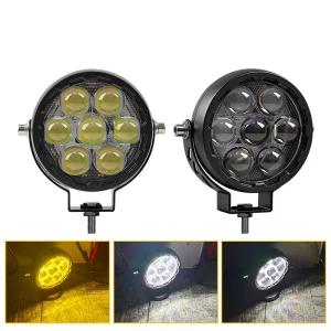 7D 70W Round LED Projector Work Light Long Range Off Road Pod Spotlight High Brightness Driving Lamp for Jeep SUV Boat Car Truck