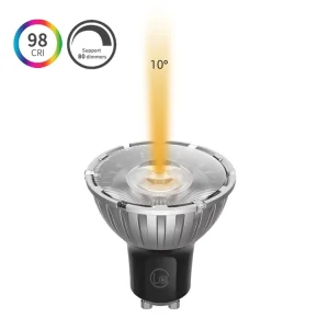 7W GU10 Spotlight Narrow Beam 10 Degree Aluminum GU10 LED Spot Light Bulb CRI95 98 Dimmer Warm Dimmable LED GU10 MR16 Lamps