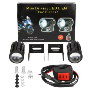 8-80V Led Fog Driving Light Dual Color Motorcycle Spotlight Headlight High Low Beam Mini Driving Light for Motorcycle Led Light