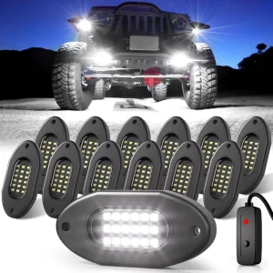 8 Pods IP65 Waterproof LED Rock Lights Pure White LED Kit for Auto Underglow White Rock Light Pod for RZR ATV UTV