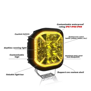 8.5 Inch Super Bright Cube LED Work Light with DRL Feature for 12V/24V Car SUV Fog Lights