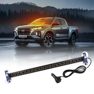 80LEDs Multifunctional LED Light Bar 54cm Strobe Warning Light Suction Cup Mounting IP66 Waterproof Adjustable