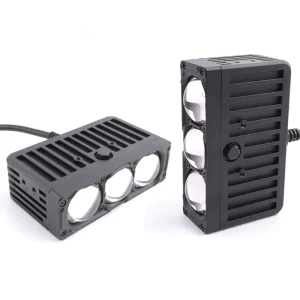 80W Led Grille Light High Low Beam White Color 6500K 3 Lens Led Grille Lights Dual Fans External Auxiliary Front Grille Light