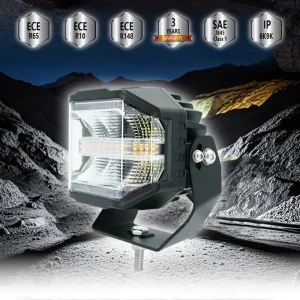 80W SM203 LED Work Light Extra Long Life PC Lens 6 Cables for Warning Turning Light Functions