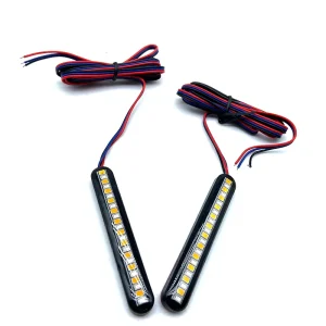 80mm Mini LED Motorcycle Turn Signals Light Strip 24 LED DRL Red Sequential Flowing Amber Turn Signal Indicators