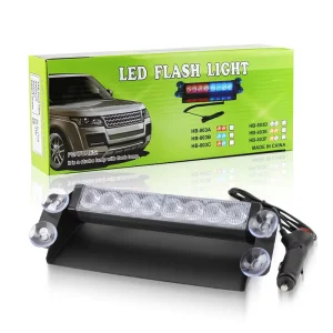 8LED 6000K 12V Waterproof MultiMode Flashing Auto Emergency Strobe Light For Car Truck Windshield