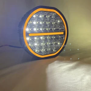 9” 185W Screwless 9 Inch Spotlights Dual Color Work Light with DRL and Turning LED Round Driving Off Road Spot Light
