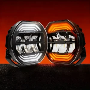 9/7 Inch Round 160W LED Offroad Work Light White Amber DRL Emark 9″ LED Driving Light for 4×4 Offroad Vehicle Truck ATV