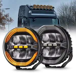 9 Inch 120W Amber Round LED Driving Light For Jeep Truck Pickup SUV UTV 4WD Offroad Auto Exterior Lighting