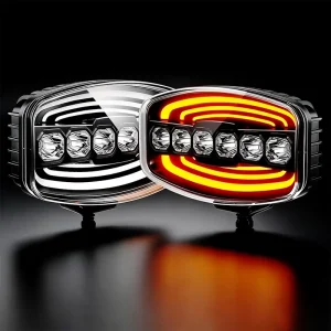 9 Inch LED Driving Light Dual Color White Amber DRL E-Mark 12V 24V LED Off Road Work Light For 4×4 Offroad Truck ATV SUV