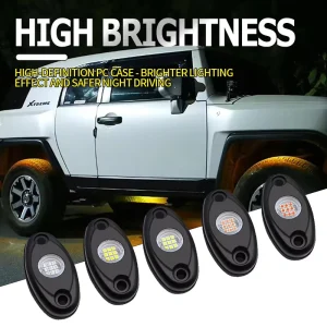 9 LED 9W 12V RGB Pure White Rock Lights Ambient Wrangler Truck 4X4 Off Road for Jeep Wrangler Car Boat SUV ATV UTV