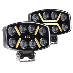 9.6 Inch White Yellow DRL LED Spot Work Driving Head Light for Truck Bus Trailer 10-30V DC