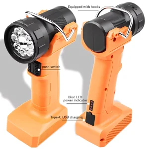 90°Rotate Flashlight Work Lamp Portable Light 4000mAh USB Type-C Charging with Hook for Car Repairing Garage Work Light