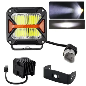 90W 12V 24V Universal Square 3 Inch Motorcycle Led Driving Light Auxiliary Fog Spotlight for Off Road 4X4 DRL Amber White