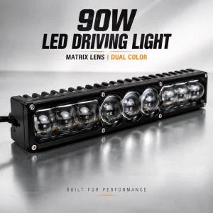 90W Universal LED Car and Truck Headlights 12V-60V Dual-Color Matrix Lens Laser Driving Lights Waterproof Off-road