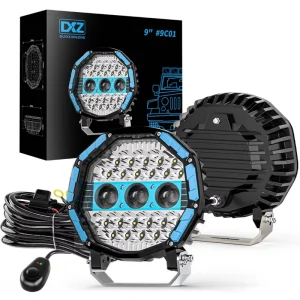 9C01 9Inch Off-road Spotlight Laser Driving Light 110W 12-24V High Brightness LED Work Light for SUV Forklift