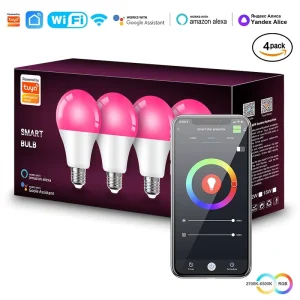 9W A60 Smart Bulb WiFi RGB LED Bulb Light Dimmable Magic Lamp with B22 E27 E14 Base Works with Alexa Google APP LED Smart Bulb