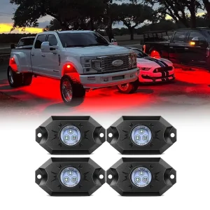 9W High Power RGB LED Rock Lights Kit Underglow Multicolor Neon Light Pod W App Control Wheel Well Light for Truck UTV RZR SUV