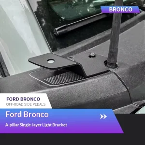 A-Pillar Spotlight Mounting Bracket for Bronco Sports Heavy-Duty Stainless Steel Screw Fixing Electrophoretic