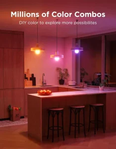 A19 LED Smart Light Bulbs E26 800 LM RGBWW WiFi AC Sensor Crystal Dimmable 4 Pack Works Alexa Google Assistant Matter ETL
