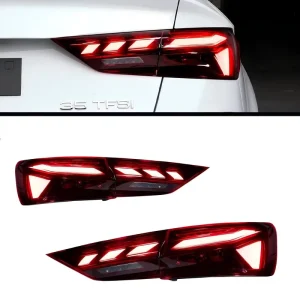 A3 12V Clear Tail Light Assembly Modification RS Style LED Rear Lights Sequential Turn Signals High Brightness