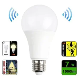 A60 9W LED Radar Motion Sensor Bulb Modern E27 Base 15W Power Warm White 6000K CCT PC Lamp Body Light Control Spotlights