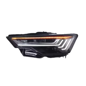 A6L Headlight Assembly C8-Style Retrofit Matrix LED Projector Headlights with Sequential Turn Signals 12V 55W