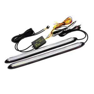 A80 Car LED Daytime Running Lights DRL Waterproof Headlight Turn Signal Yellow Light Streamer Auto Decorative Lamp Strip 23.5cm