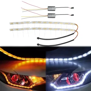 AP-57 Universal Fit Car Accessories DRL LED Light Strip Front Turn Signal Flexible Crystal Strobe Scan Mode Auto