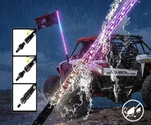 APP Control 360 Degree RGB Spiral LED Whip Lights IP67 Waterproof Chasing Antenna Flag for UTV ATV RZR Can Am Off-Road
