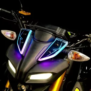 APP Controlled Front Turn Signal Light for MT15 Motorcycle with 2 Lens Aviation Aluminum Alloy LED Indicators