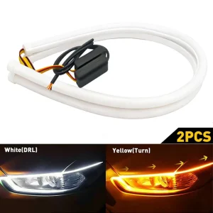 APP RGB LED Headlight Strip Car Magic Color Flow Light Bar with Daytime Running Turn Signal Brake Flow Multi mode