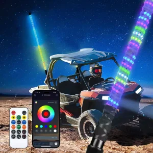 APP Remote Control DIY Chasing Patterns RGB 4FT Utv Led Whip Light COB Whip Lights for Off Road Vehicles ATV UTV RZR