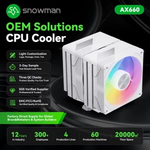 ARGB Dual Tower Cooler LGA1851 LGA1700 AM5 AM4 265W for B2B Importer with Drawing Based Customization ODM Ready Bulk Program