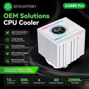 ARGB Mirror Top Dual Tower Cooler Fluid Bearing 50000 Hours 280W for Net Shop Retail Seller with Custom Logo Retail OEM Ready