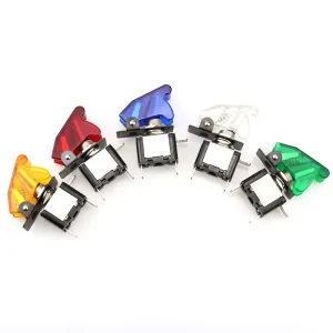 ASW07 Car Modification Light Button Rocker Switch with Cover Racing Power DC12V 20A 2 Pin On Off IP40 Metal