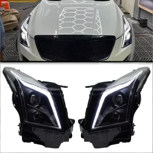 ATS L Headlight Assembly Daytime Running Light Flowing Turn Signal LED Dual Beam Lens 12V