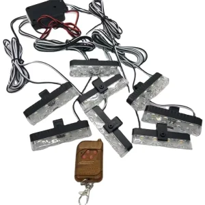 AUTO IDEAL 12V Car Front Grill LED Emergency Signal Lamp Kit Yellow White Flash Remote Control 6000k Color Temperature 1