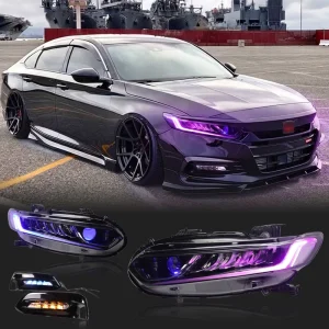 Accord Headlights LED Assembly for Honda 10th Generation JDM Style Laser Projector Upgrade W/ RGB Mode APP Controlled