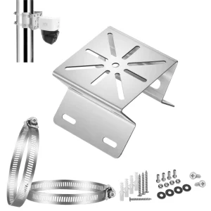 Adjustable Metal Pole Mounting Bracket with Straps for Outdoor Security Camera Stainless Steel Pipe Clamp Installation Kit