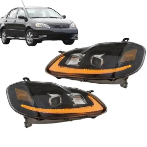 Aftermarket Auto Lamp Headlight Assembly Fit for Toyota Corolla E120 US Spec 9005 9006 9007 Bulb Compatible